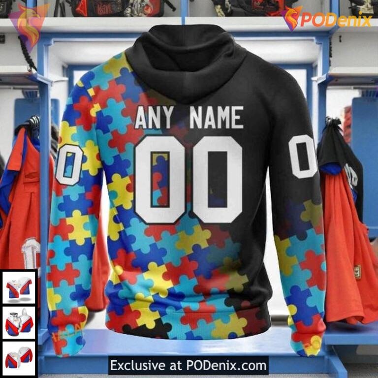 Black Autism Awareness Special NHL Edmonton Oilers Mens Hoodie 3D - 1