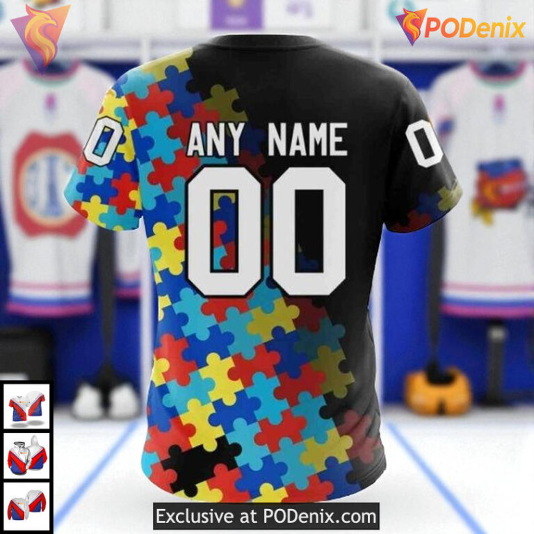 Black Autism Awareness Tribute NHL Minnesota Wild Womens Hoodie 3D - 3