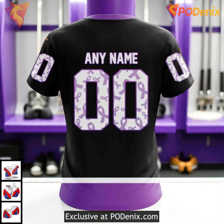 Black Cancer Awareness Jersey NHL Minnesota Wild Kids Hoodie 3D - 3