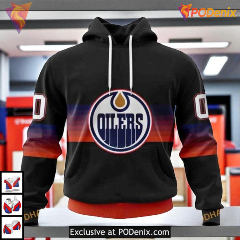 Black Gradient Color Concept NHL Edmonton Oilers Winter Hoodie 3D