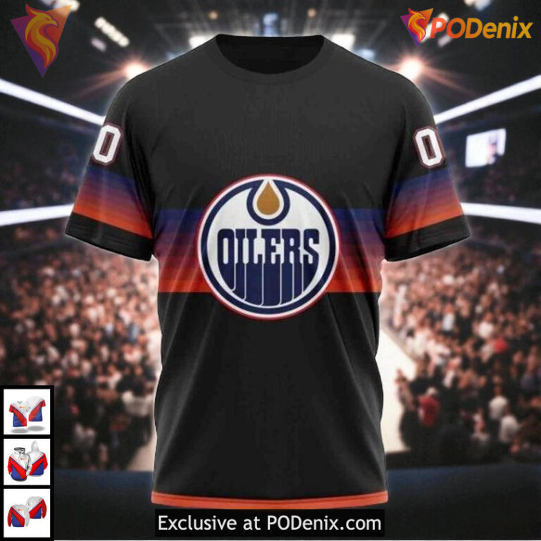 Black Gradient Color Concept NHL Edmonton Oilers Winter Hoodie 3D - 2