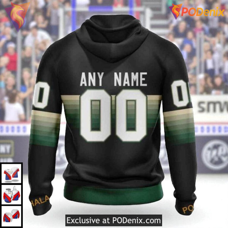 Black Gradient Colorway NHL Minnesota Wild Mens Hoodie 3D - 1