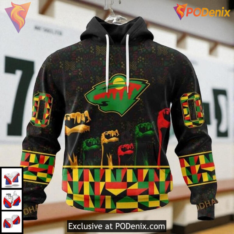 Black History Month Celebration NHL Custom Name Minnesota Wild Hoodie 3D