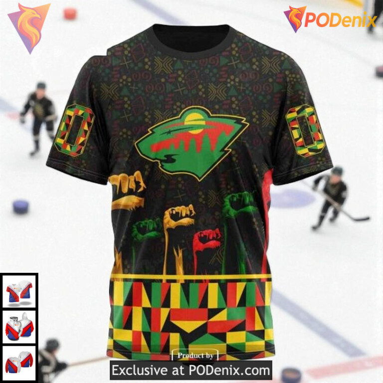 Black History Month Celebration NHL Custom Name Minnesota Wild Hoodie 3D - 2