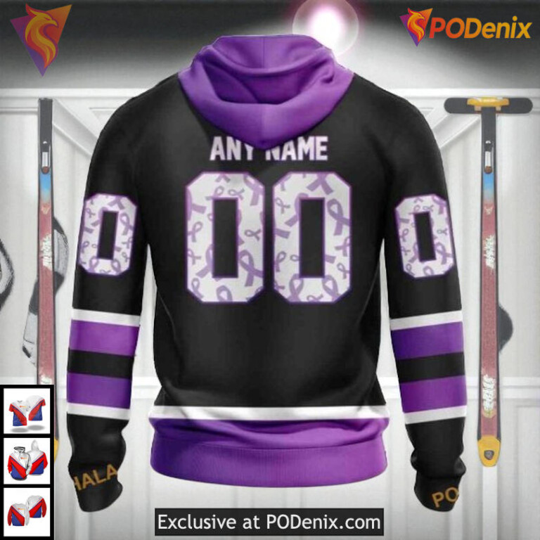 Black Hockey Fight Cancer Kits Custom Florida Panthers Kids Hoodie NHL 3D - 1