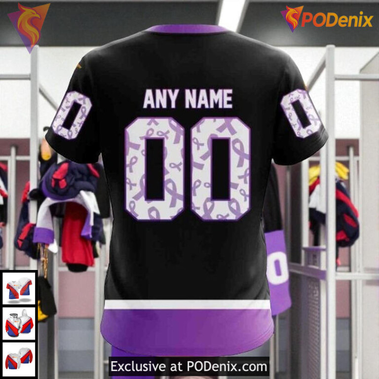 Black Hockey Fight Cancer Kits Custom Florida Panthers Kids Hoodie NHL 3D - 3