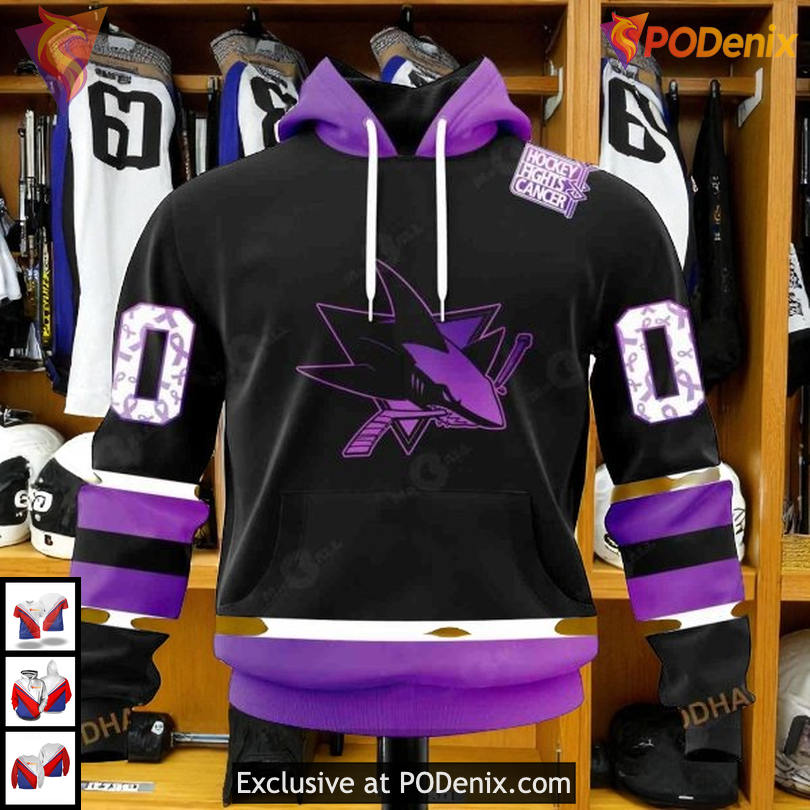 Black Hockey Fights Cancer Edition Custom NHL San Jose Sharks Christmas Hoodie