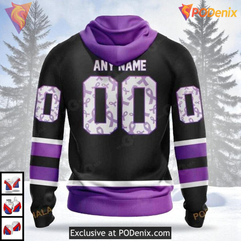 Black Hockey Fights Cancer Edition Personalized Los Angeles Kings Hoodie NHL 3D - 1