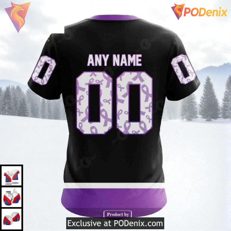 Black Hockey Fights Cancer Edition Personalized Los Angeles Kings Hoodie NHL 3D - 3
