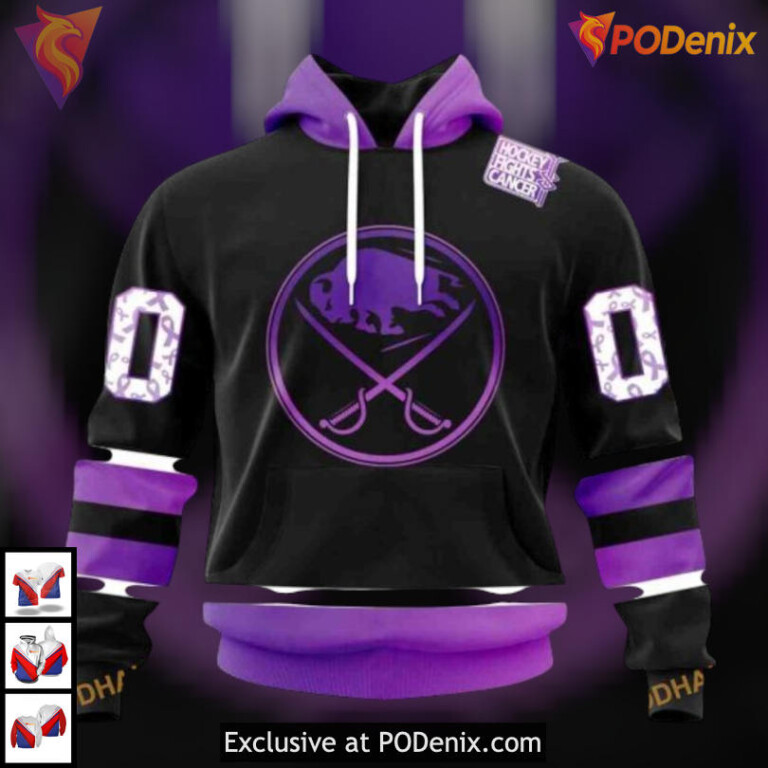 Black Hockey Fights Cancer Kit NHL Buffalo Sabres Mens Hoodie 3D Exclusive