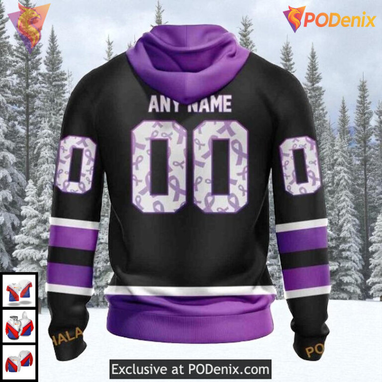 Black Hockey Fights Cancer Kits Custom Los Angeles Kings Kids Hoodie NHL 3D - 1