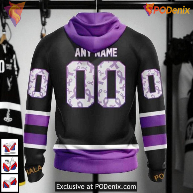 Black Hockey Fights Cancer Kits Custom NHL San Jose Sharks Full Print Hoodie 3D - 1