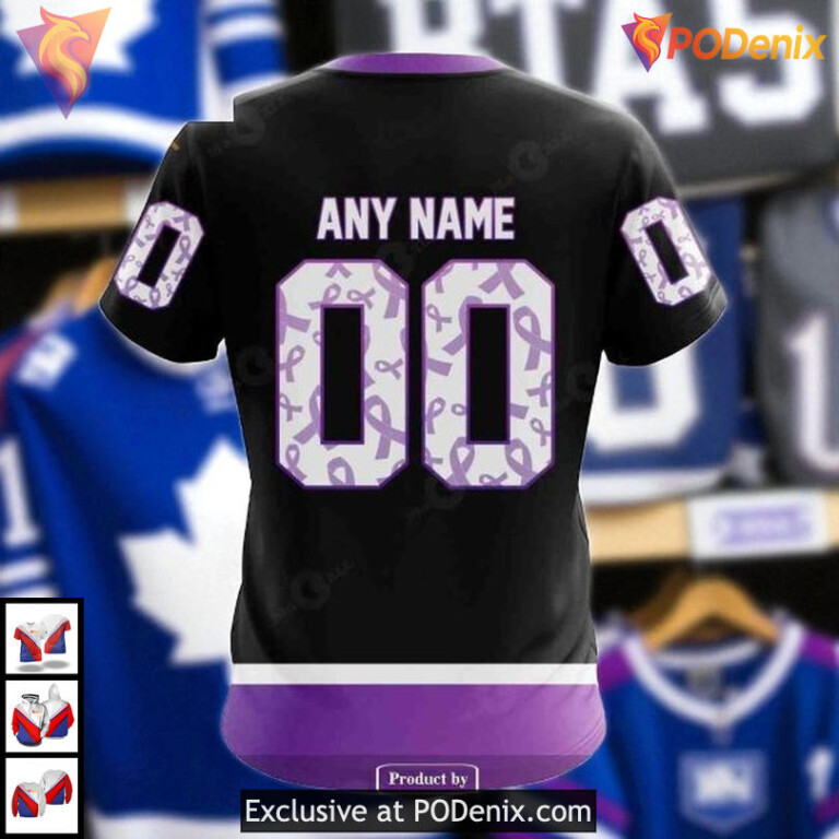 Black Hockey Fights Cancer Toronto Maple Leafs Youth Hoodie, Custom NHL 3D Design - 3