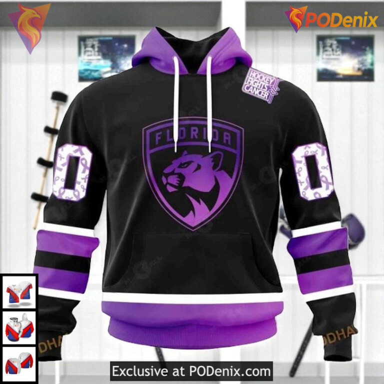 Black Hockey Fights Cancer Tribute Custom Personalized Florida Panthers Hoodie 3D