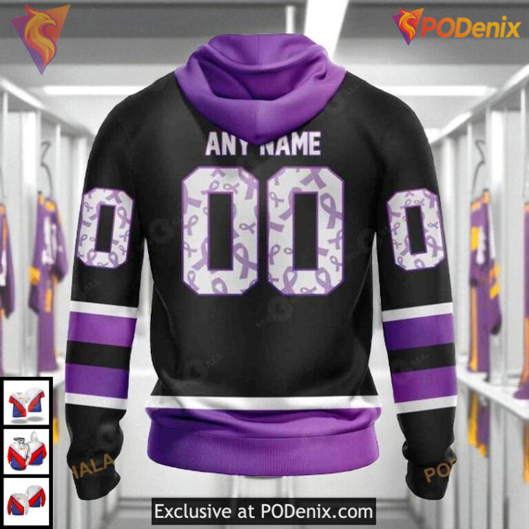 Black Hockey Fights Cancer Tribute Custom Personalized Florida Panthers Hoodie 3D - 1