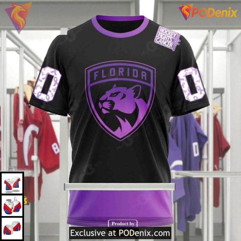 Black Hockey Fights Cancer Tribute Custom Personalized Florida Panthers Hoodie 3D - 2