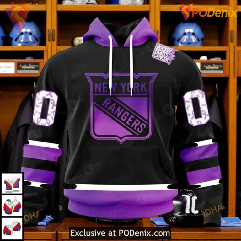 Black Hockey Fights Cancer Tribute In New York Rangers Hoodie 3D NHL Gear