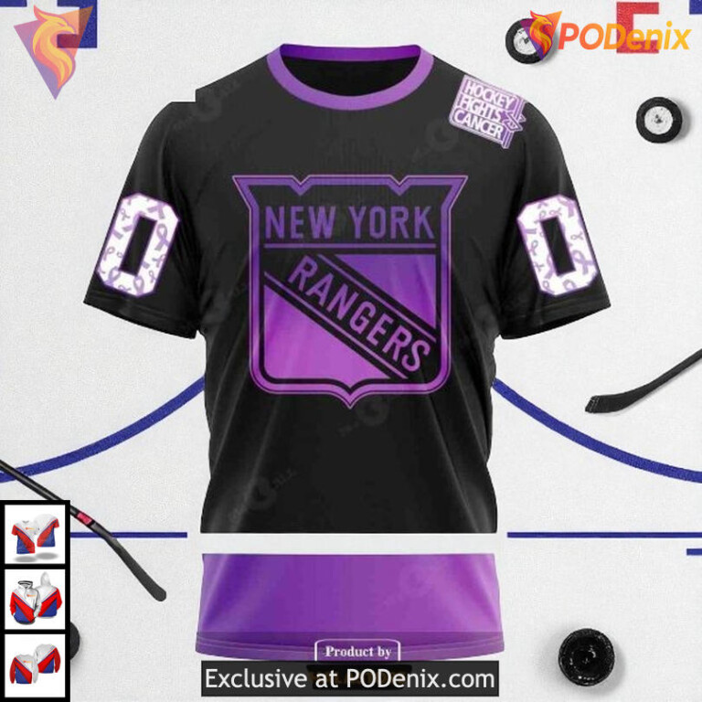 Black Hockey Fights Cancer Tribute In New York Rangers Hoodie 3D NHL Gear - 2