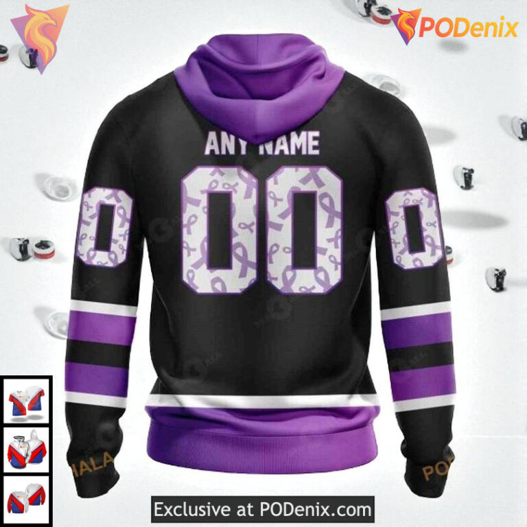 Black Hockey Fights Cancer Tribute NHL Edmonton Oilers Unisex Hoodie 3D - 1