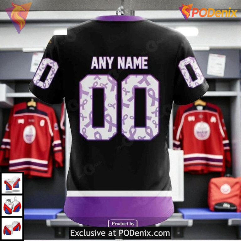 Black Hockey Fights Cancer Tribute NHL Edmonton Oilers Unisex Hoodie 3D - 3