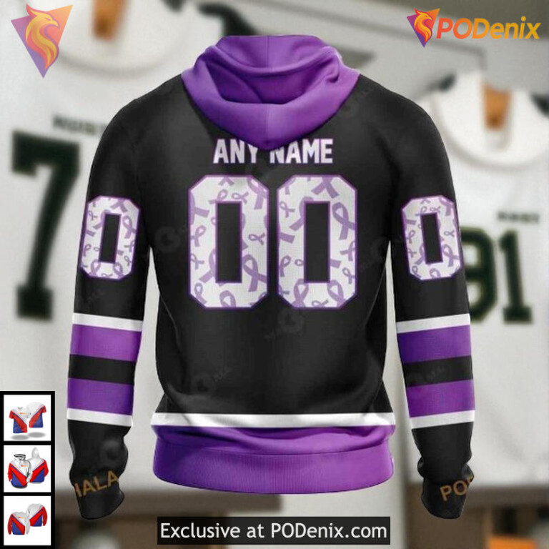 Black Hockey Fights Cancer Tribute NHL Personalized Minnesota Wild Hoodie - 1