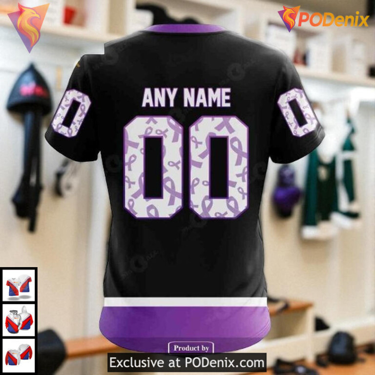 Black Hockey Fights Cancer Tribute NHL Personalized Minnesota Wild Hoodie - 3