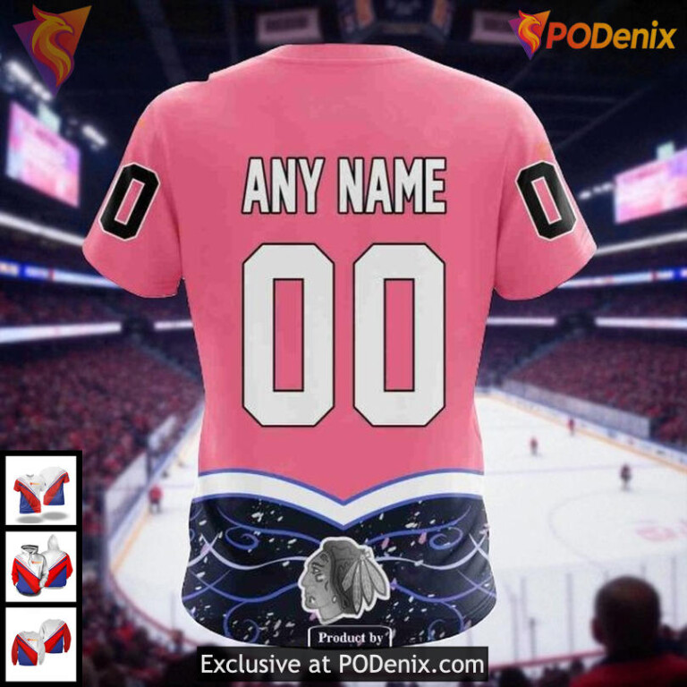 Blackhawks Custom 3D Hoodie Cancer Awareness NHL Chicago Blackhawks Apparel - 3