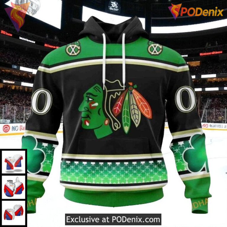 Blackhawks Custom 3D Hoodie Celebrate St Patricks Day NHL All Over Print