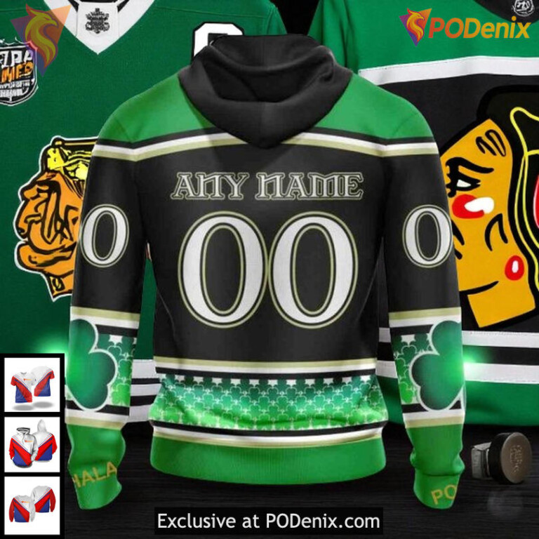 Blackhawks Custom 3D Hoodie Celebrate St Patricks Day NHL All Over Print - 1