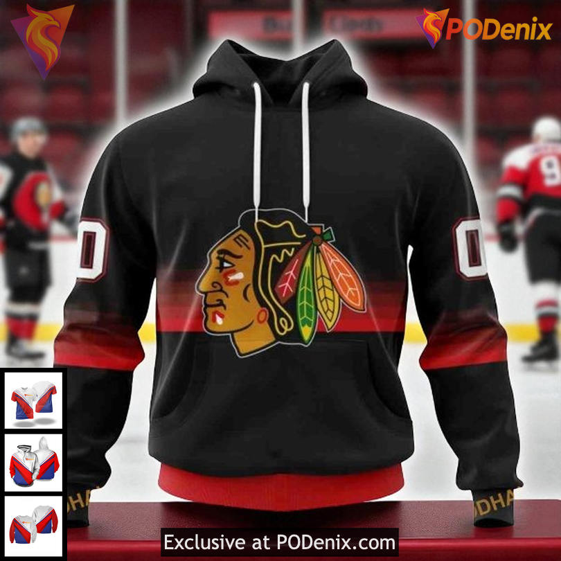Blackhawks Custom 3D Hoodie Gradient Effect NHL Chicago Blackhawks All Over Print