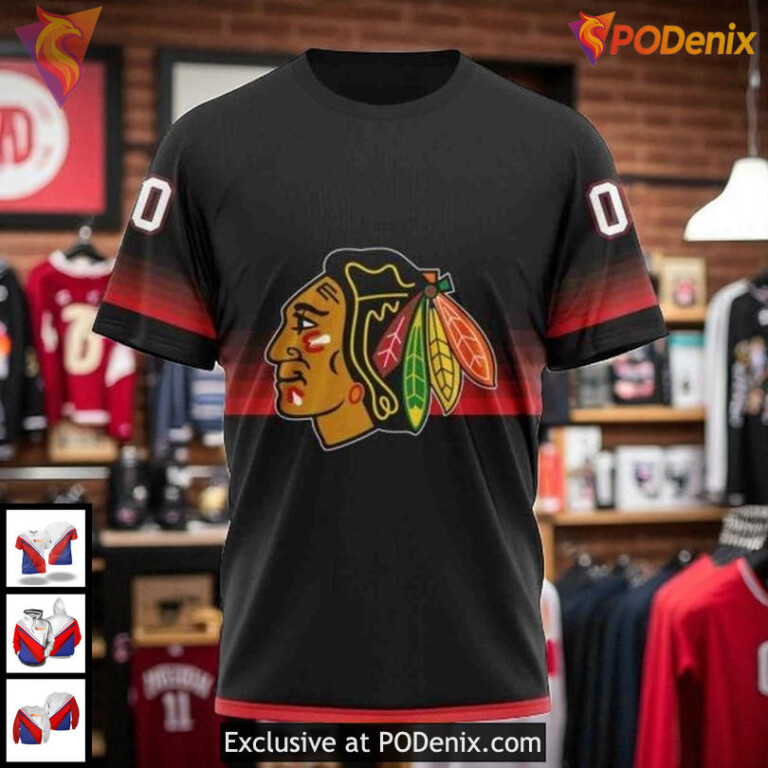 Blackhawks Custom 3D Hoodie Gradient Effect NHL Chicago Blackhawks All Over Print - 2