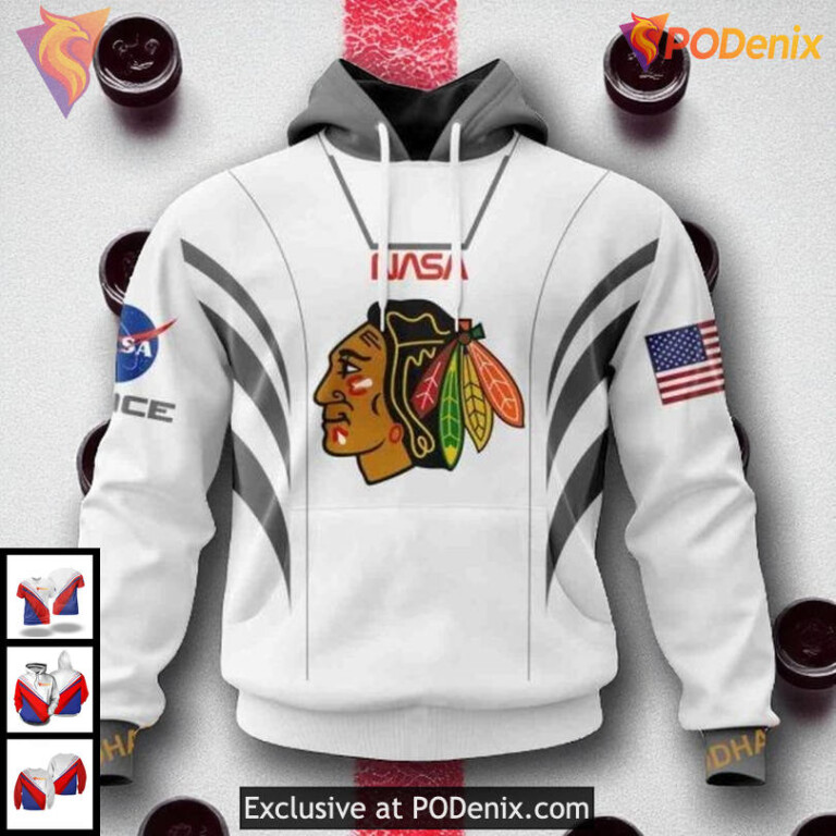 Blackhawks Custom 3D Hoodie NASA Astronaut Space Force NHL Chicago Blackhawks