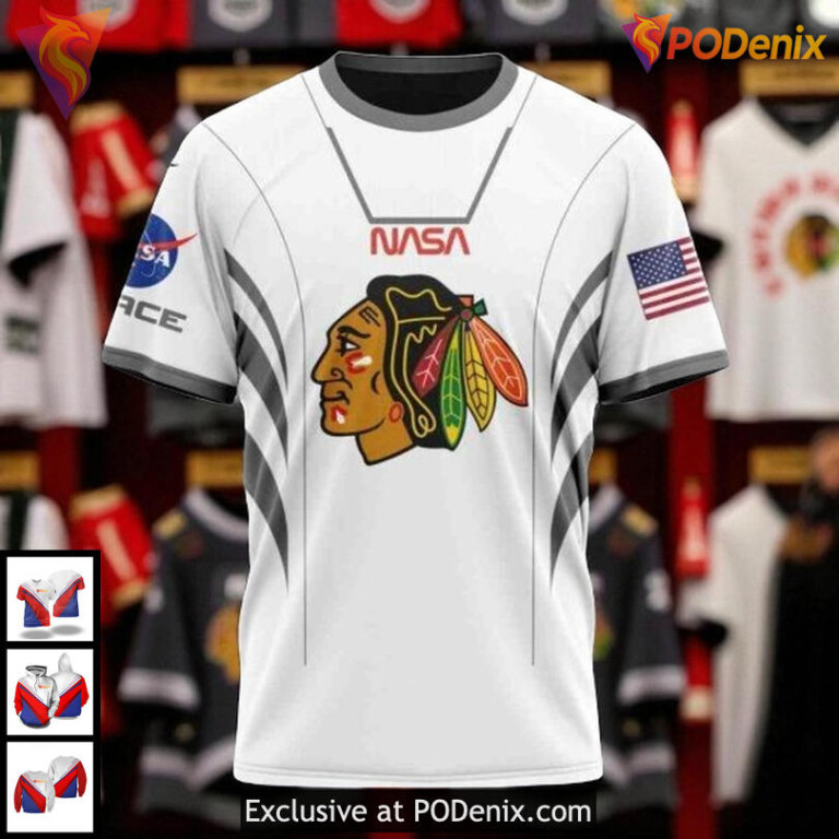 Blackhawks Custom 3D Hoodie NASA Astronaut Space Force NHL Chicago Blackhawks - 2