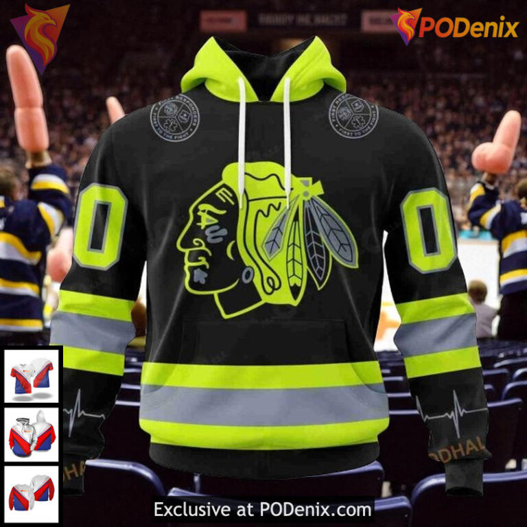 Blackhawks Custom 3D Hoodie NHL Chicago Firefighter Tribute All Over Print