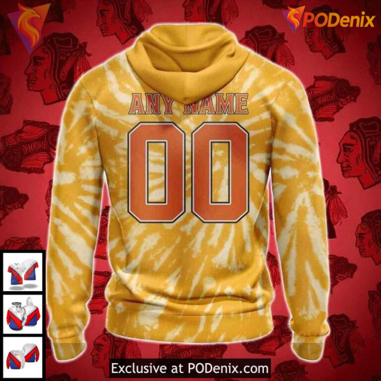 Blackhawks Custom 3D Hoodie Retro Tie Dye NHL Chicago Blackhawks Vintage - 1