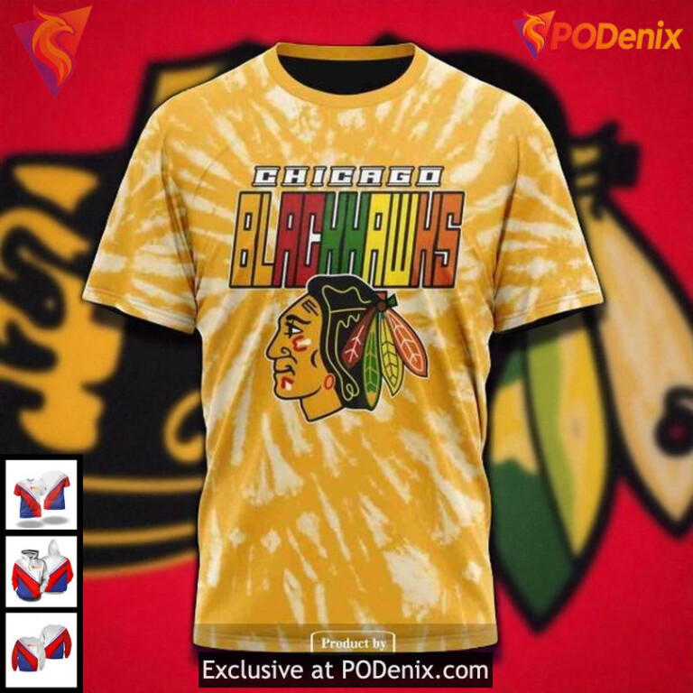 Blackhawks Custom 3D Hoodie Retro Tie Dye NHL Chicago Blackhawks Vintage - 2