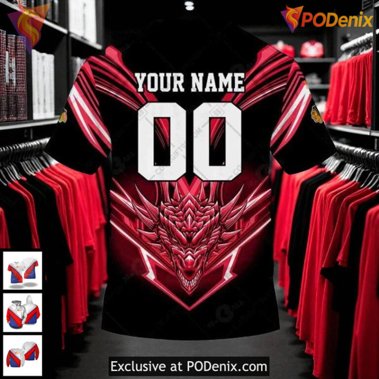 Blackhawks Full Print Hoodie 3D, Custom Dragon Wings NHL Chicago Blackhawks - 3