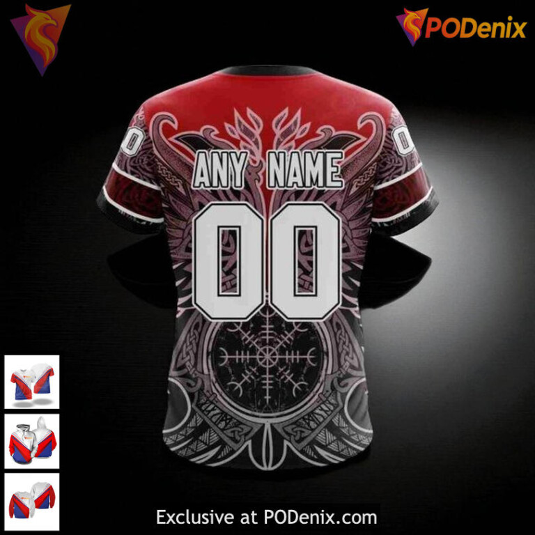 Blackhawks Full Print Hoodie 3D, Custom Norse Viking Symbols NHL Chicago - 2