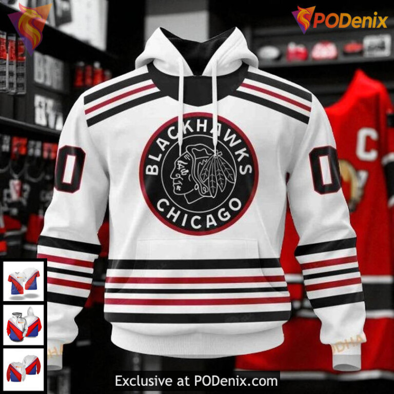 Blackhawks Full Print Hoodie 3D Retro Concept NHL Chicago Blackhawks Redesign