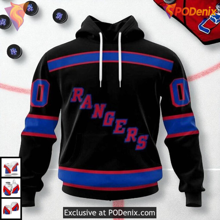 Blackout Style Custom NHL New York Rangers Graphic Hoodie, Fan 3D Apparel
