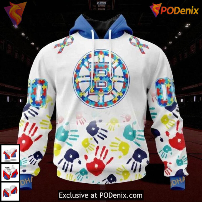 Boston Bruins Hoodie 3D Autism Awareness Special Design Inclusive Stronger Together