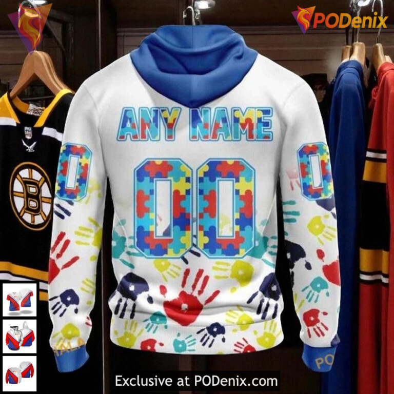 Boston Bruins Hoodie 3D Autism Awareness Special Design Inclusive Stronger Together - 1