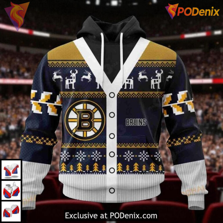 Boston Bruins Hoodie 3D Custom NHL Christmas Season Shirt Festive Edition
