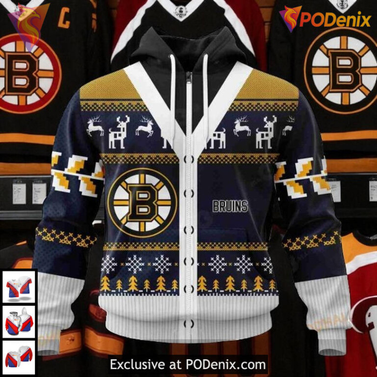 Boston Bruins Hoodie 3D Custom NHL Christmas Season Shirt Festive Edition - 1