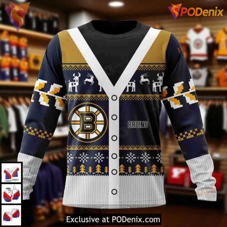 Boston Bruins Hoodie 3D Custom NHL Christmas Season Shirt Festive Edition - 3