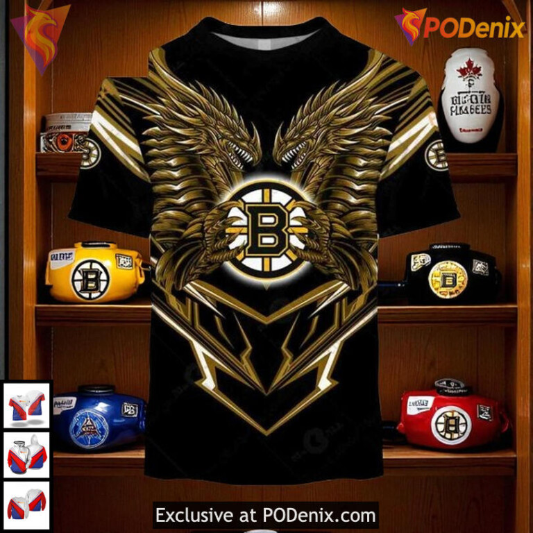 Boston Bruins Hoodie 3D Custom NHL Dragon Design Shirt Fantasy Style Edition - 1