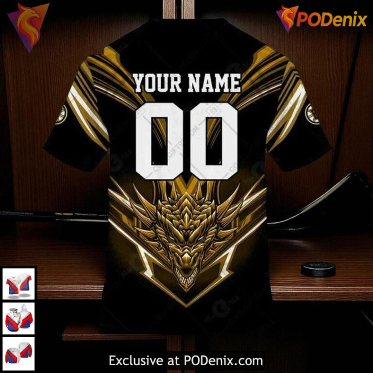 Boston Bruins Hoodie 3D Custom NHL Dragon Design Shirt Fantasy Style Edition - 3