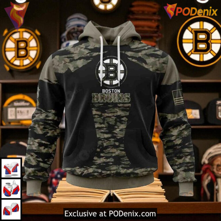 Boston Bruins Hoodie 3D Custom NHL Military Color Members Kits Shirt Edition