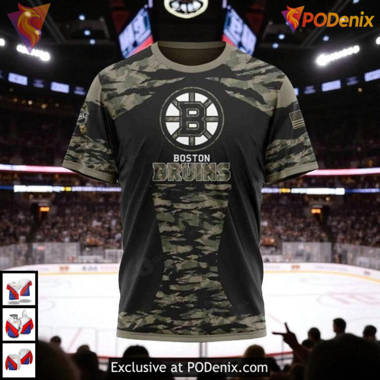 Boston Bruins Hoodie 3D Custom NHL Military Color Members Kits Shirt Edition - 2