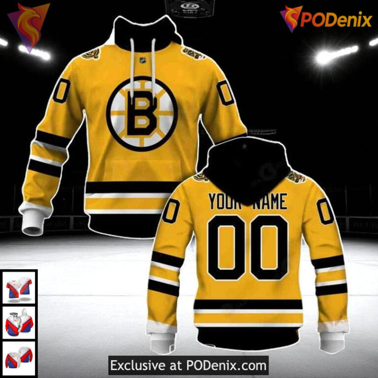 Boston Bruins Hoodie 3D Custom Vintage Sweatshirt With Name And Number